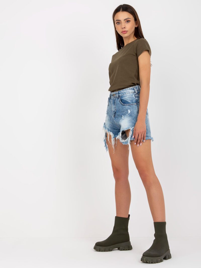 Bawełniany t-shirt damski w kolorze khaki - obrazek 2