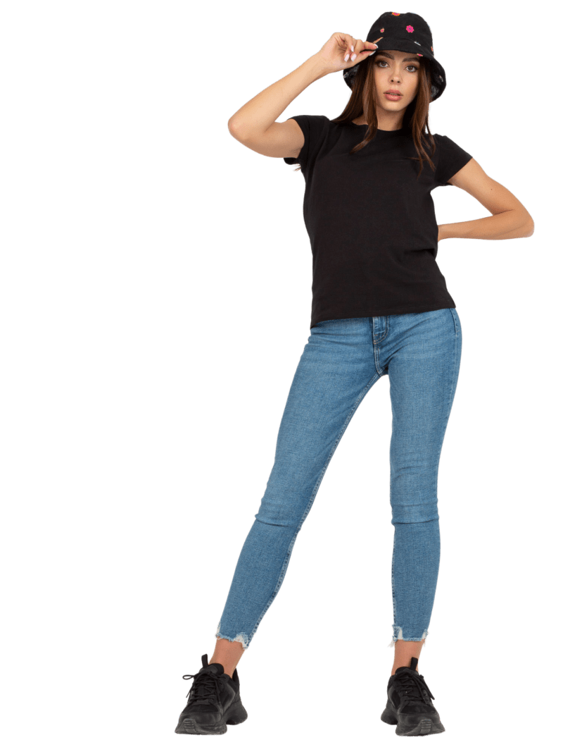 Czarny bawełniany t-shirt damski - obrazek 5