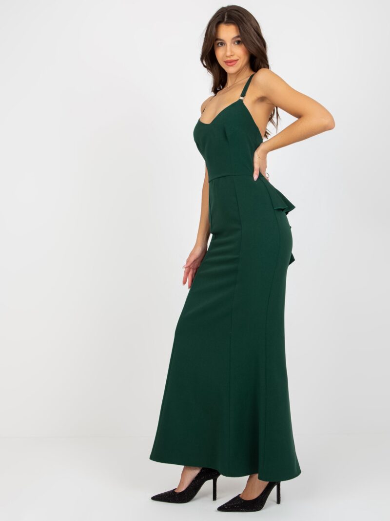 Zielona elegancka sukienka maxi na ramiączkach - obrazek 5