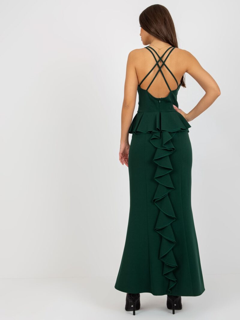 Zielona elegancka sukienka maxi na ramiączkach - obrazek 2