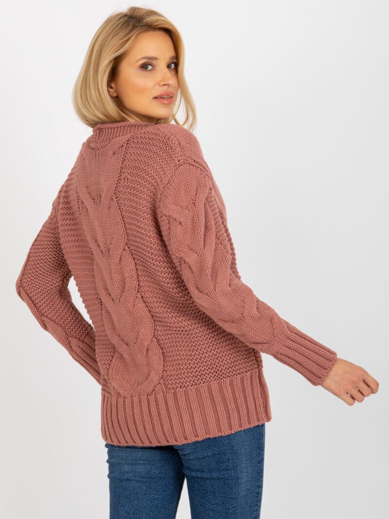 Różowy sweter rozpinany damski z guzikami - obrazek 4