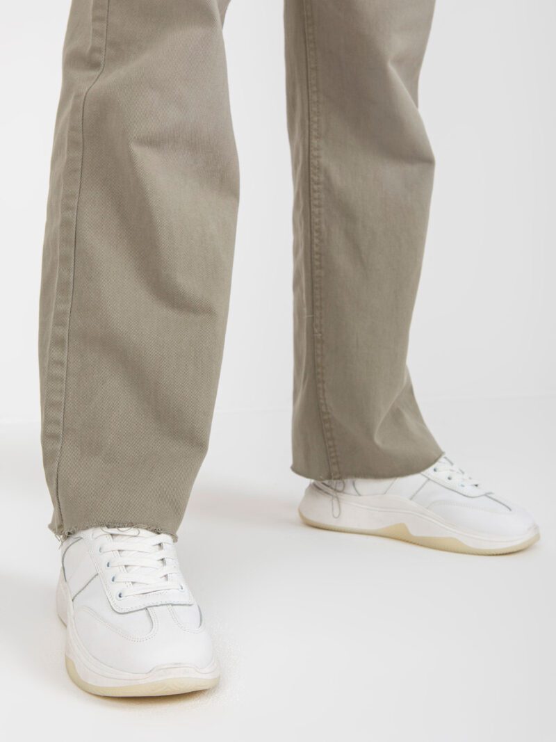 Damskie spodnie wide leg w kolorze khaki - obrazek 5
