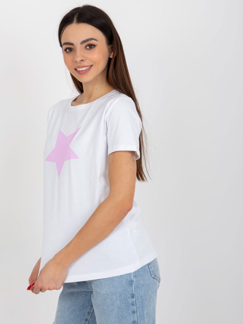 Biały t-shirt damski z nadrukiem - obrazek 4