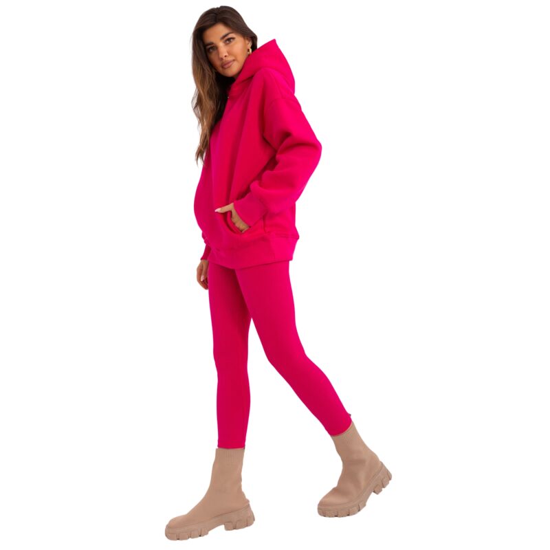 Fuksjowy komplet damski z bluzą oversize i legginsami - obrazek 5
