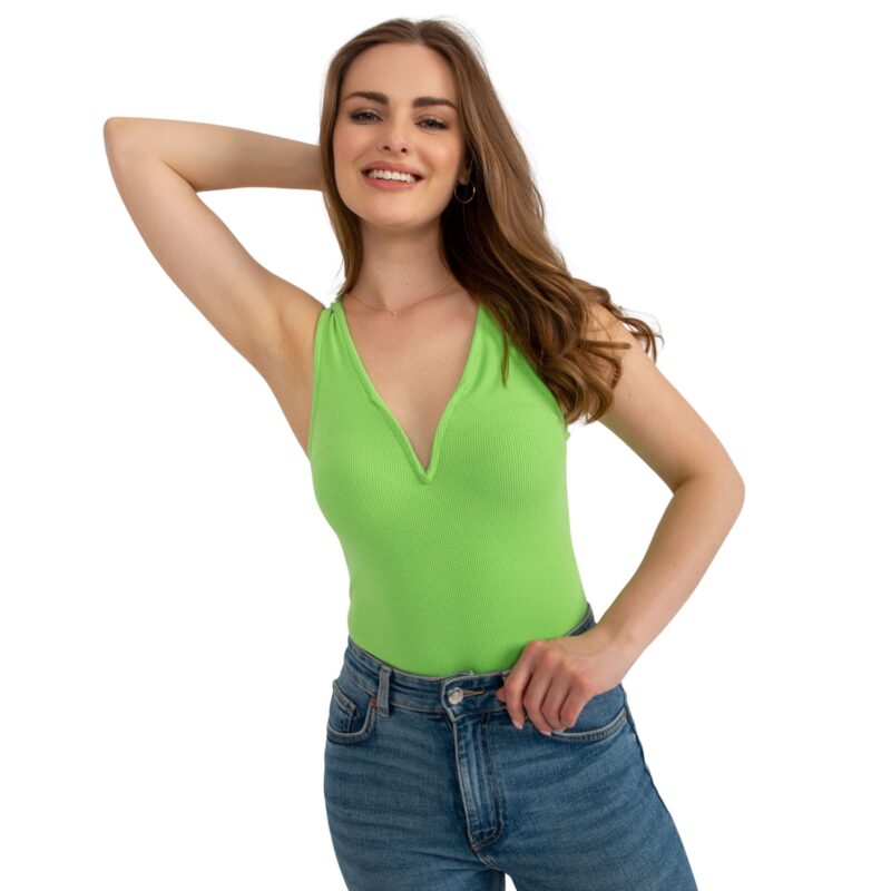 Zielone body damskie z dekoltem V - obrazek 6