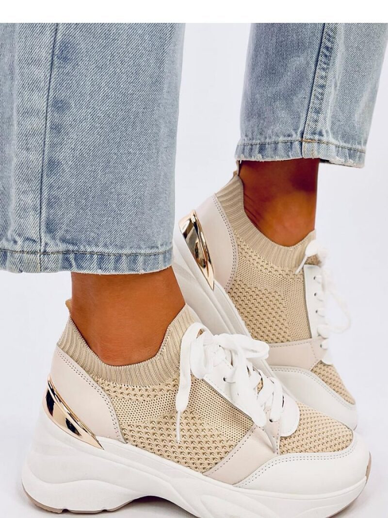 Sneakersy na koturnie DAVIS BEIGE - Inello - obrazek 2