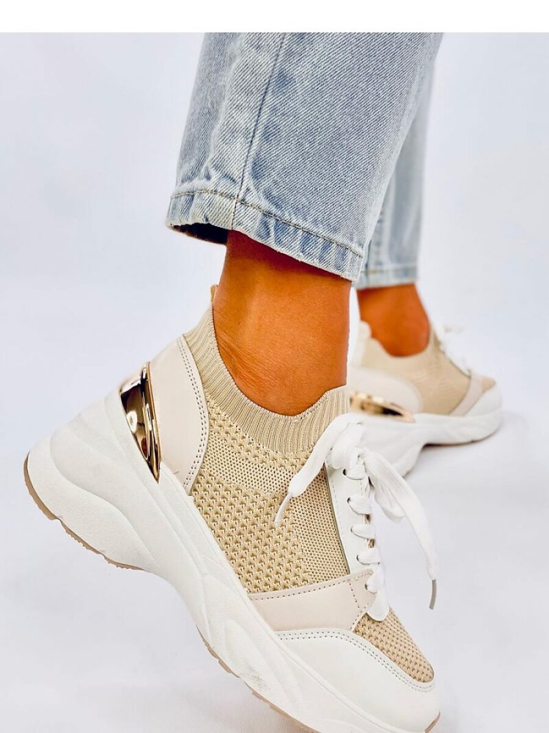 Sneakersy na koturnie DAVIS BEIGE - Inello - obrazek 4