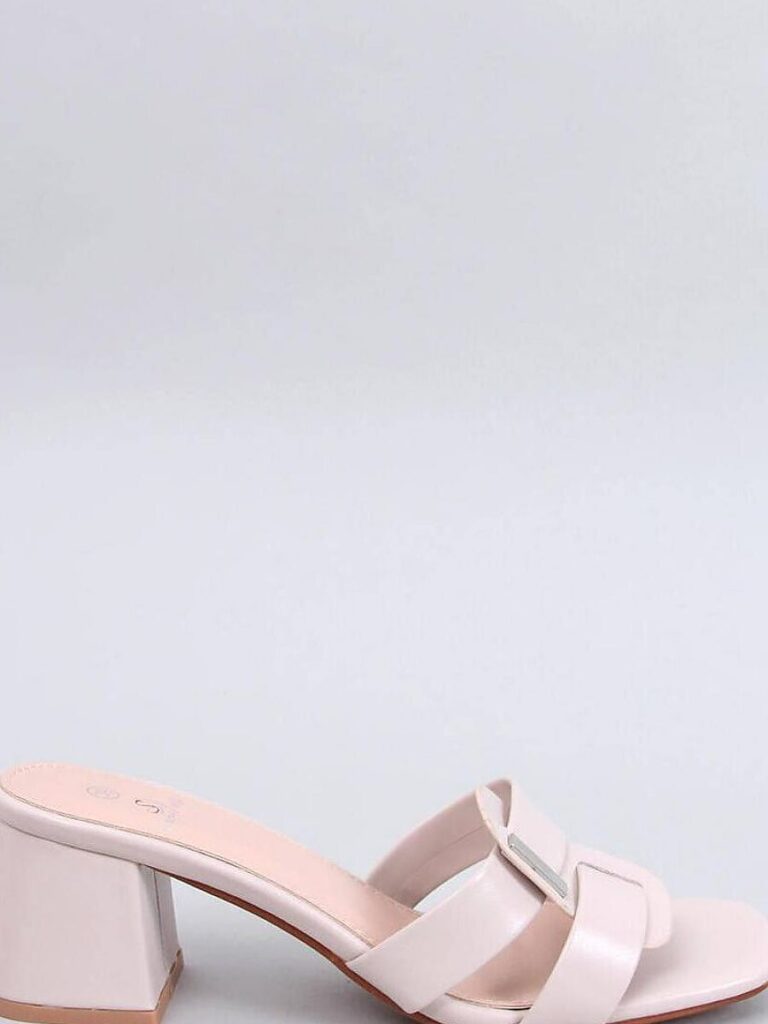 Sandał Klapki na obcasie eleganckie LAFAR BEIGE - Inello