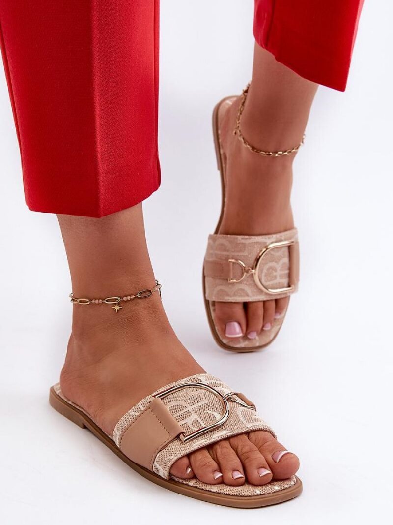 Sandał Klapki Model Taleci 1826 Beige - Step in style - obrazek 3