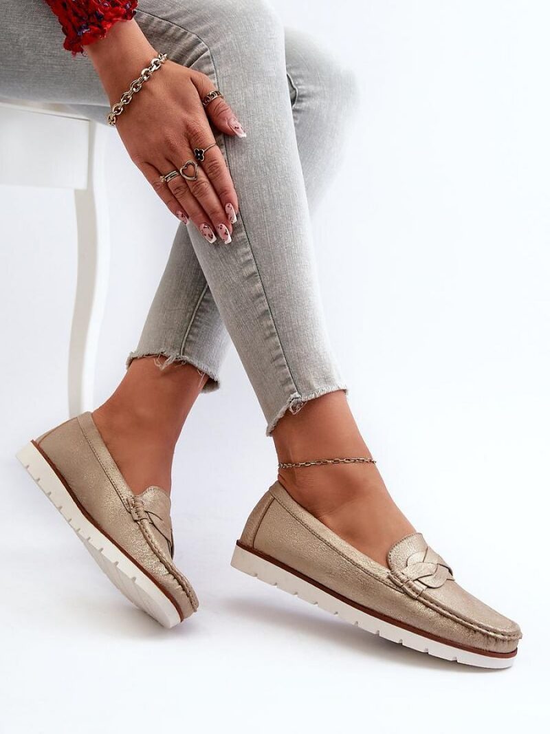 Mokasyny Model Nestalia 834281 Gold - Step in style - obrazek 3