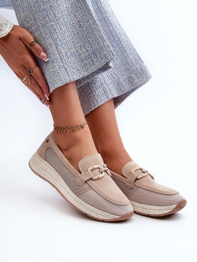 Mokasyny Model DA TW210 Beige - Step in style - obrazek 2