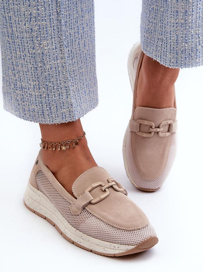 Mokasyny Model DA TW210 Beige - Step in style - obrazek 3