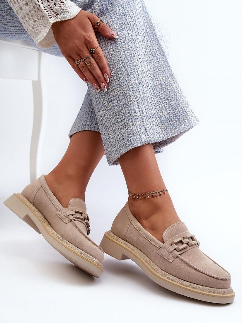 Mokasyny Model DA TW101 Beige - Step in style - obrazek 3