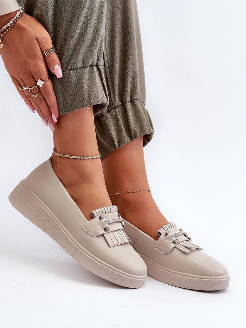 Mokasyny Model S.Barski LR590 Beige - Step in style - obrazek 3