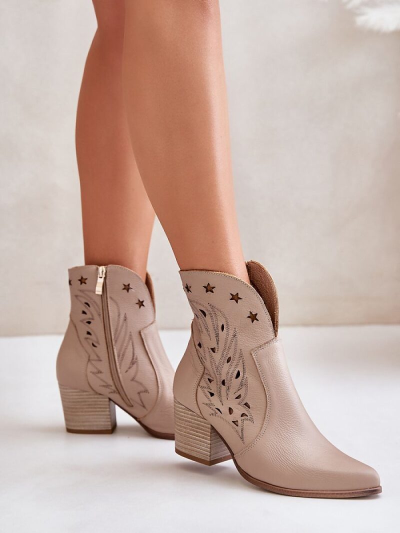 Botki Model Lewski 3613 Beige Skóra - Step in style - obrazek 3