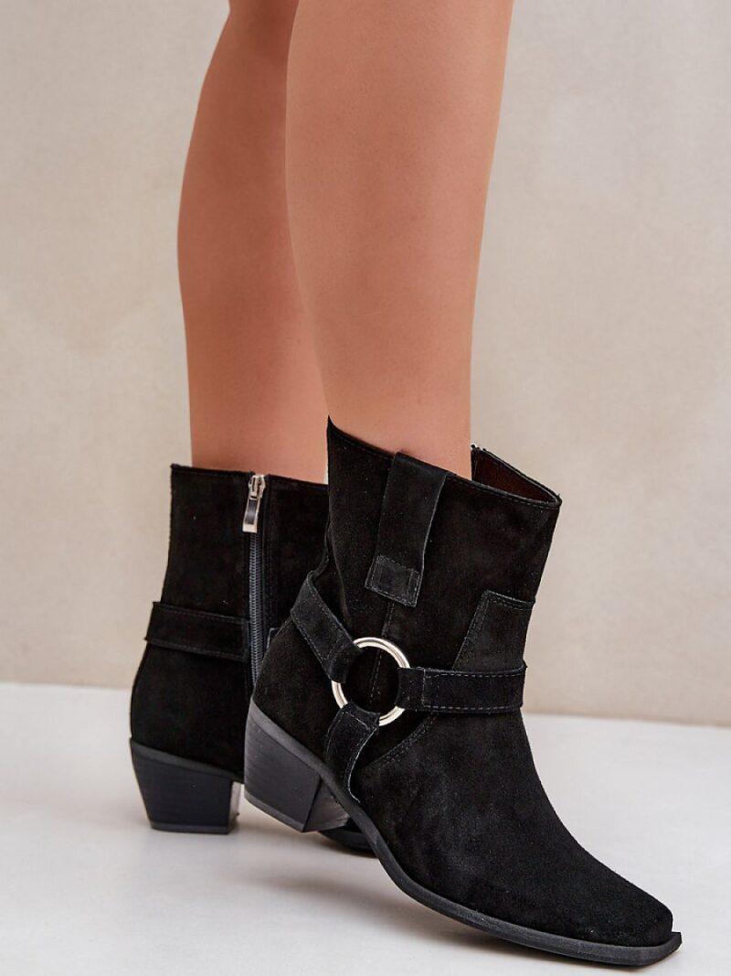Botki Model Zazoo 3444/2 Black Zamsz - Step in style - obrazek 3
