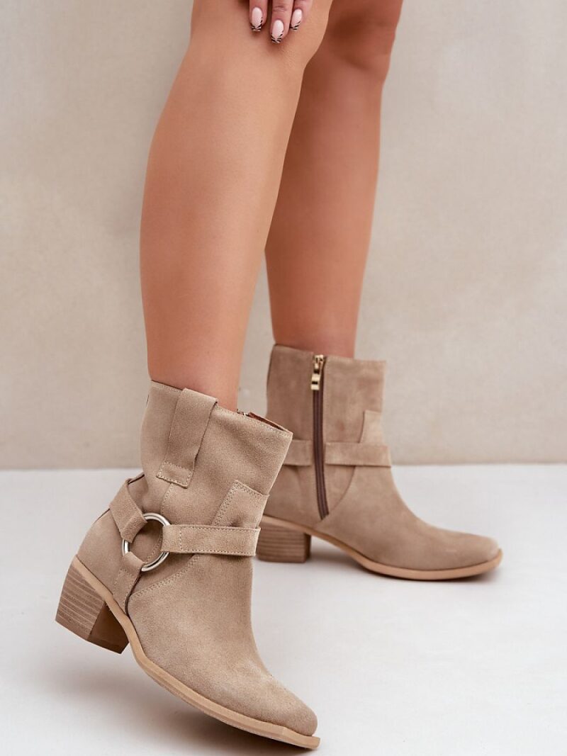 Botki Model Zazoo 3444/2 Light Beige  Zamsz - Step in style