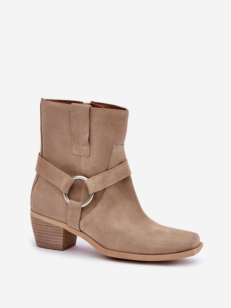 Botki Model Zazoo 3444/2 Light Beige  Zamsz - Step in style - obrazek 2