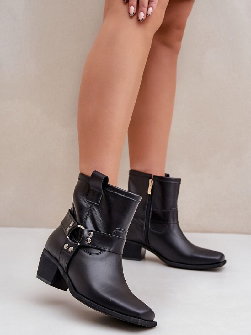 Botki Model Zazoo 3444/2 Black Skóra - Step in style