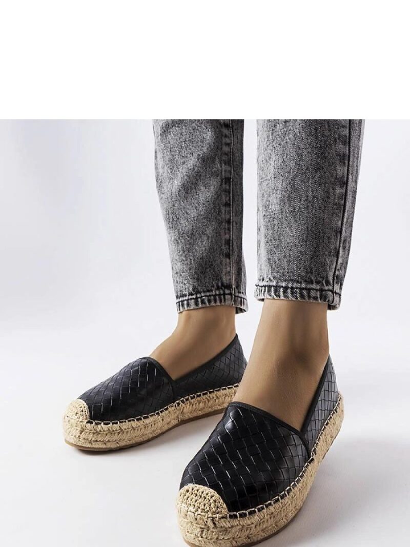 Czarne espadryle zdobione tłoczeniem Geoffrey - Solea - obrazek 2