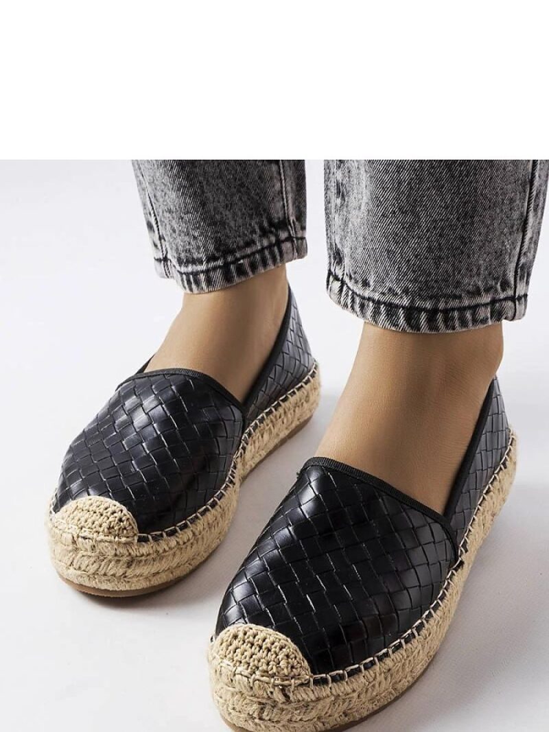 Czarne espadryle zdobione tłoczeniem Geoffrey - Solea - obrazek 3