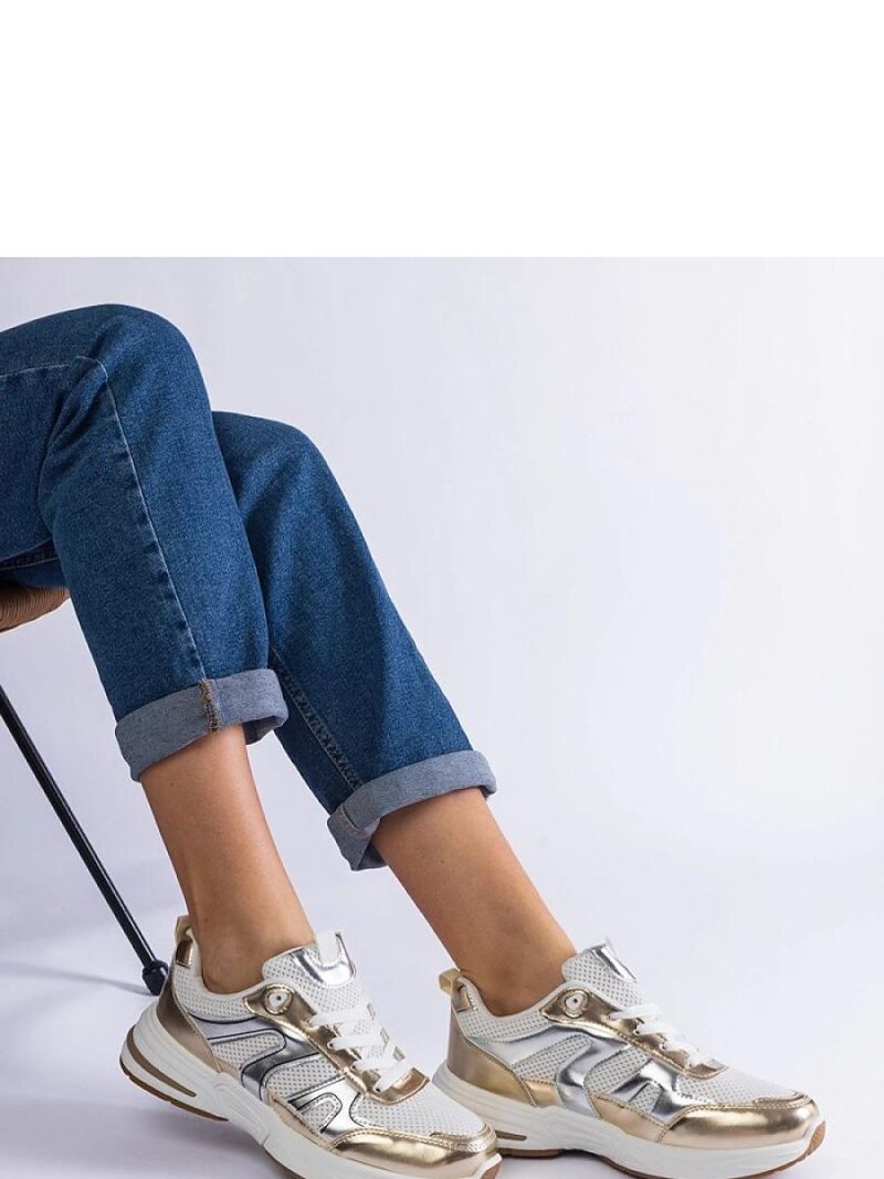 Materiałowe sneakersy sportowe ze złotymi wstawkami Elayne - Solea