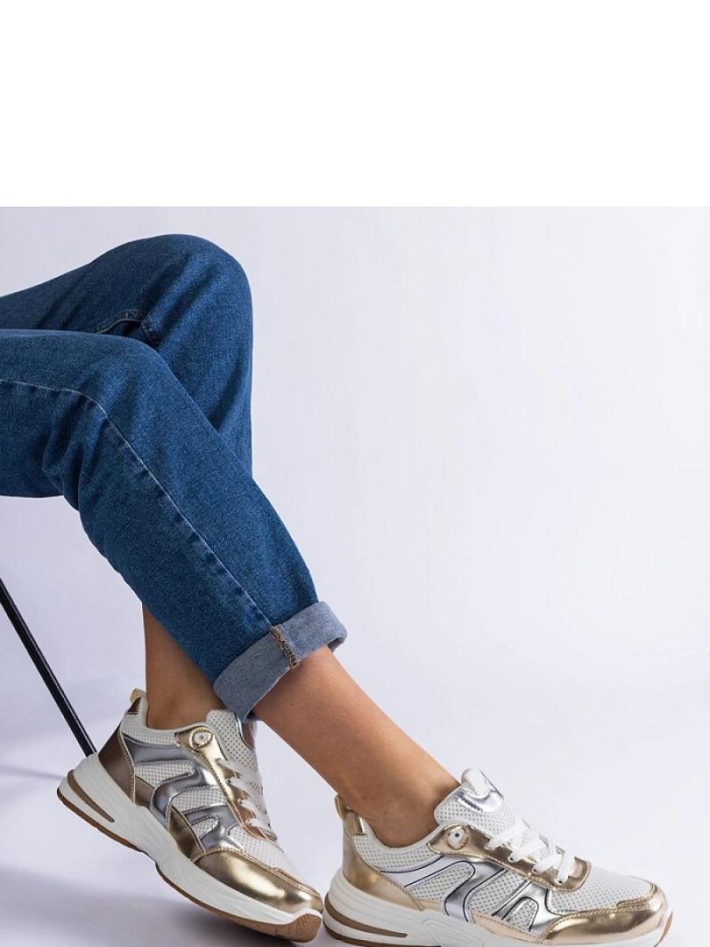 Materiałowe sneakersy sportowe ze złotymi wstawkami Elayne - Solea - obrazek 3