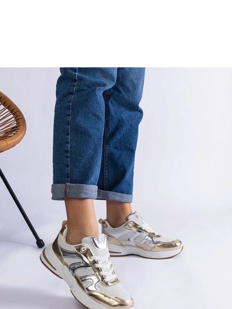 Materiałowe sneakersy sportowe ze złotymi wstawkami Elayne - Solea - obrazek 4
