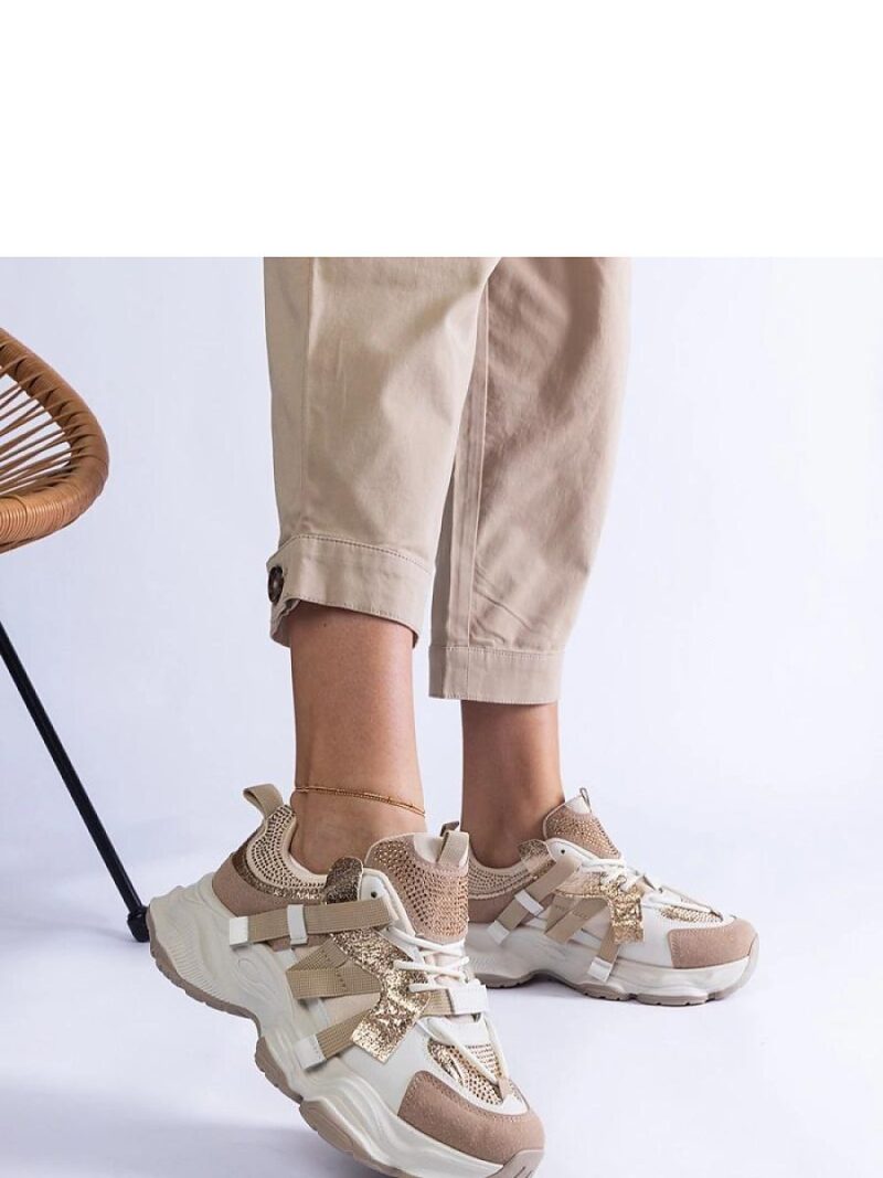 Beżowe sneakersy ze złotymi wstawkami Candra - Solea - obrazek 2
