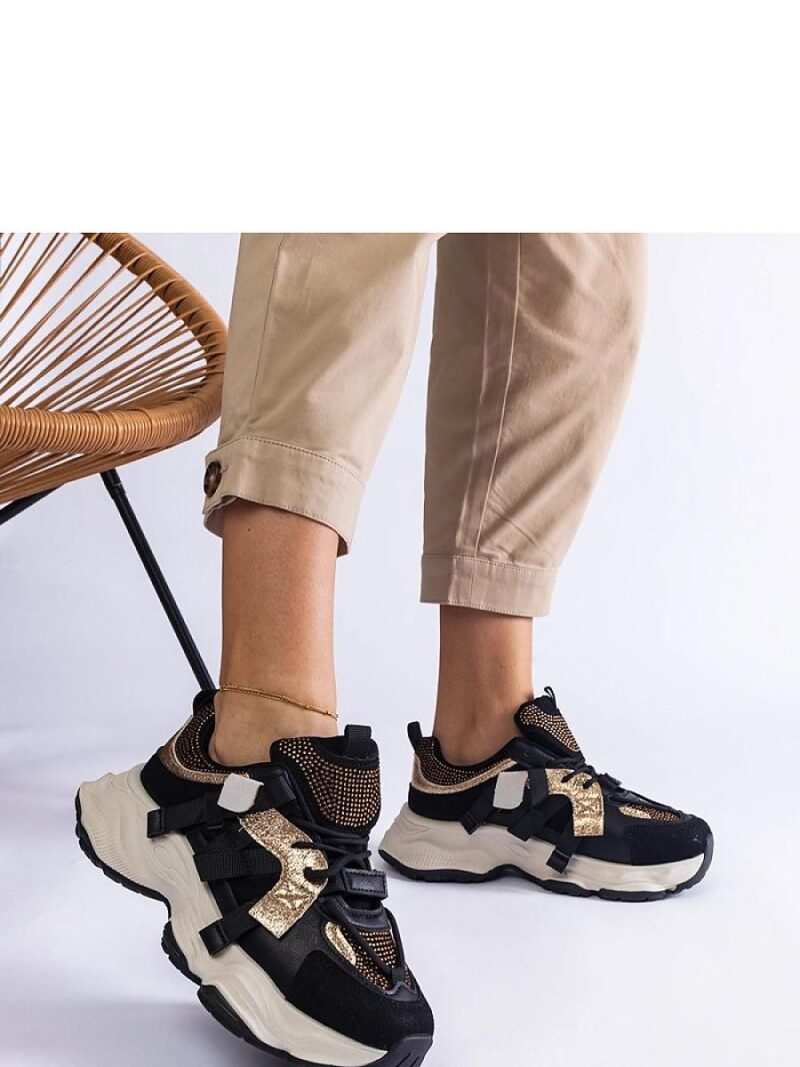 Czarne sneakersy ze złotymi wstawkami Candra - Solea - obrazek 2