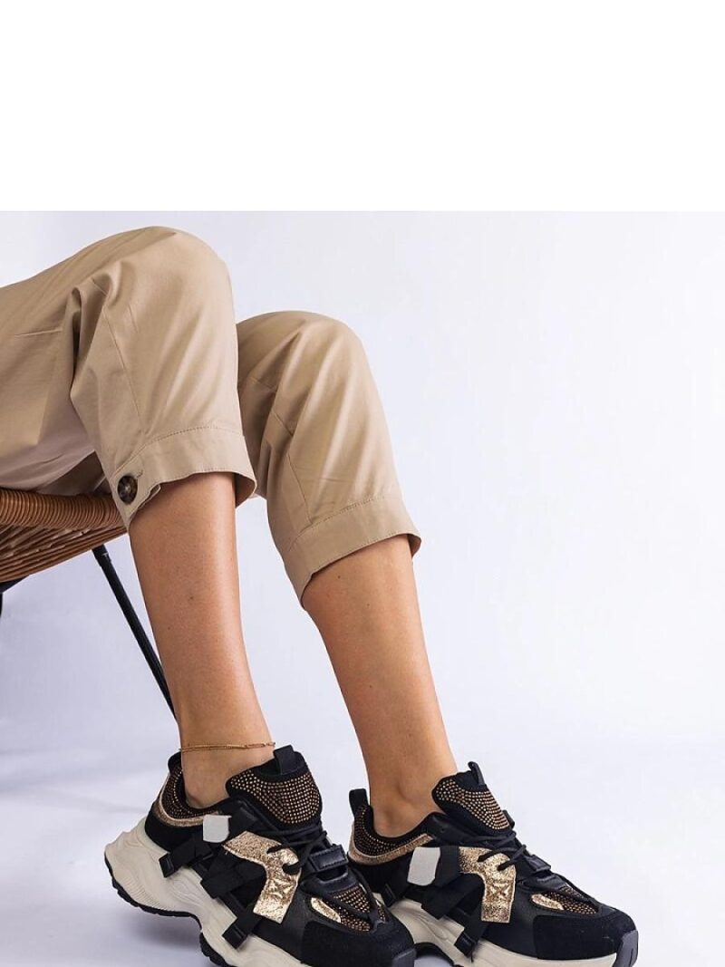 Czarne sneakersy ze złotymi wstawkami Candra - Solea - obrazek 3