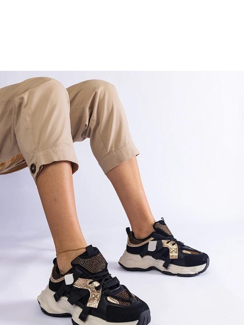 Czarne sneakersy ze złotymi wstawkami Candra - Solea - obrazek 4