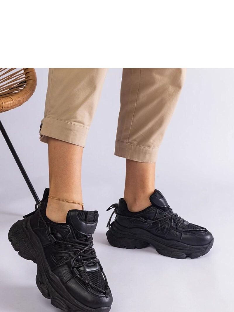 Czarne sneakersy sportowe damskie Ivett - Solea - obrazek 3