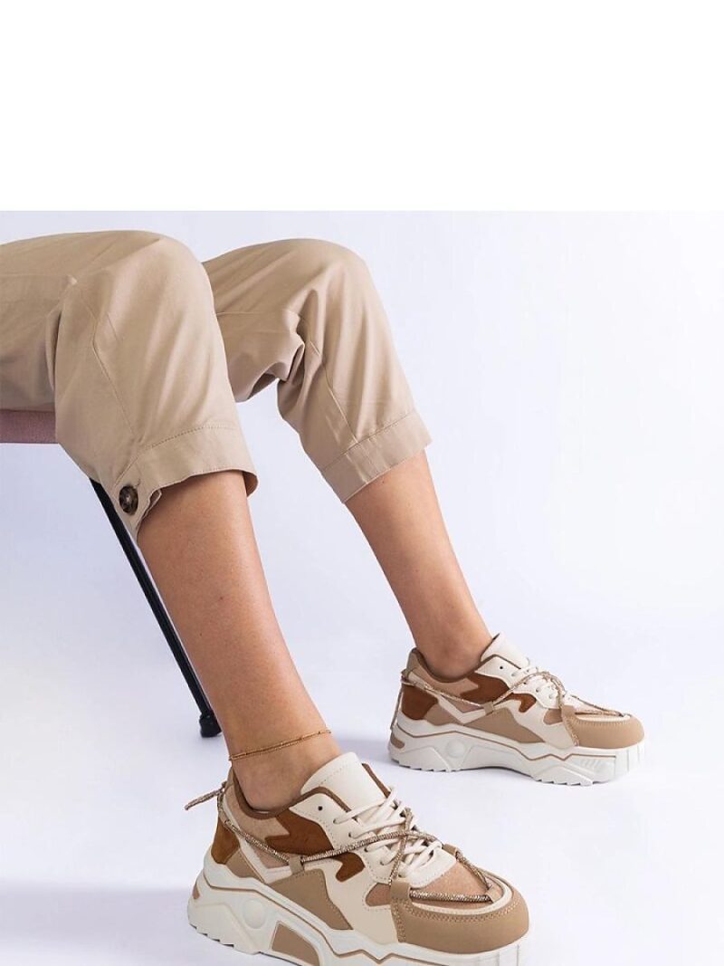 Brązowe sneakersy zdobione cyrkoniowym sznurkiem Valdeza - Solea - obrazek 4