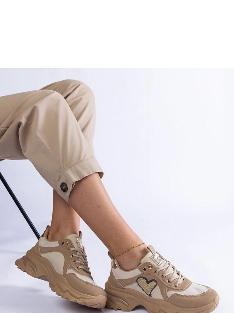 Brązowe sneakersy na platformie z serduszkiem Martineza - Solea