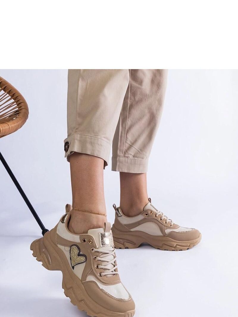 Brązowe sneakersy na platformie z serduszkiem Martineza - Solea - obrazek 2