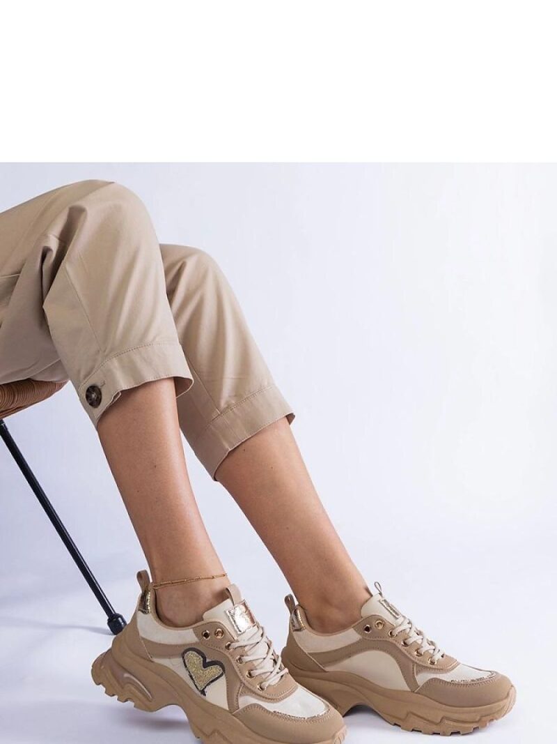 Brązowe sneakersy na platformie z serduszkiem Martineza - Solea - obrazek 3