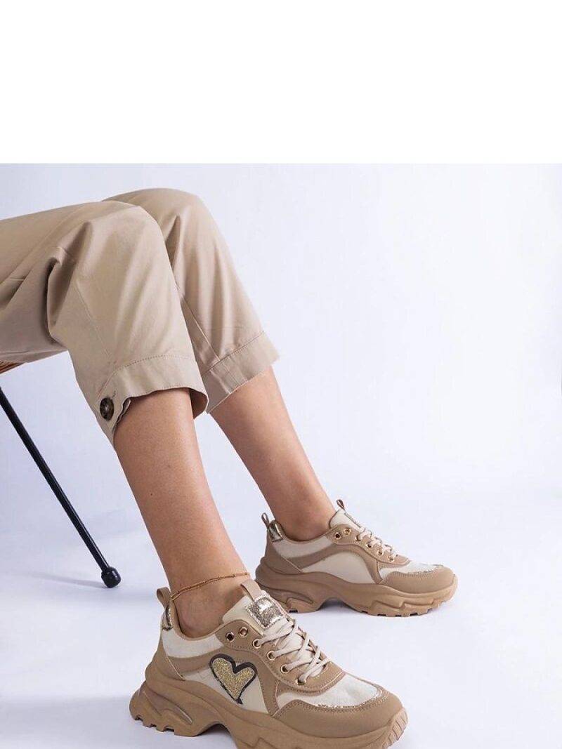 Brązowe sneakersy na platformie z serduszkiem Martineza - Solea - obrazek 4