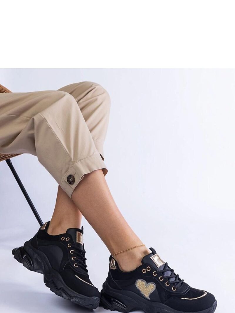Czarne sneakersy na platformie z serduszkiem Martineza - Solea