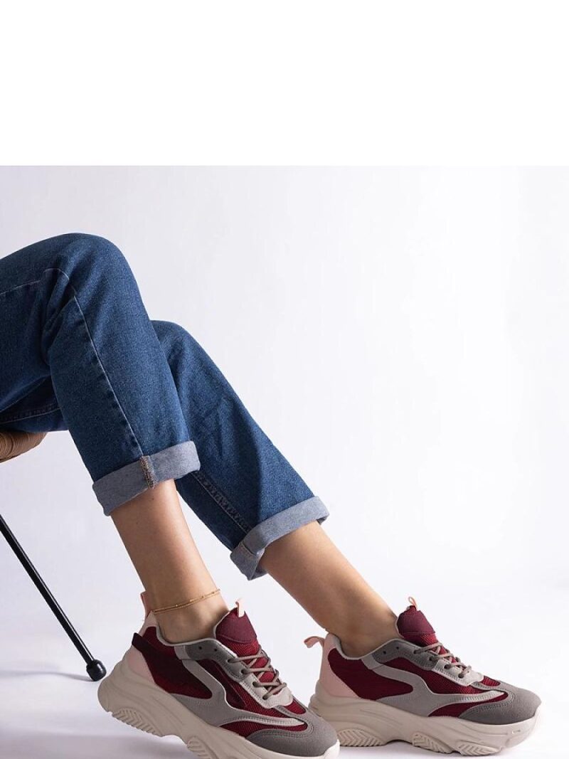 Bordowo-szare damskie sneakersy Milenka - Solea - obrazek 3