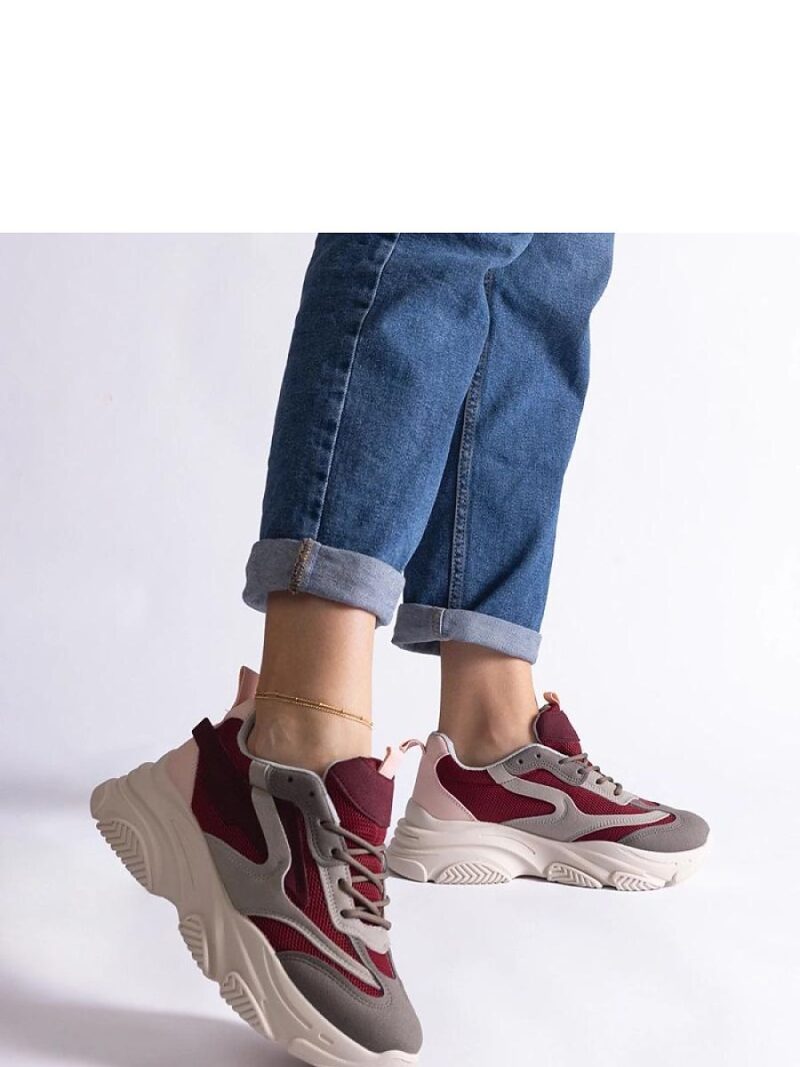 Bordowo-szare damskie sneakersy Milenka - Solea - obrazek 4