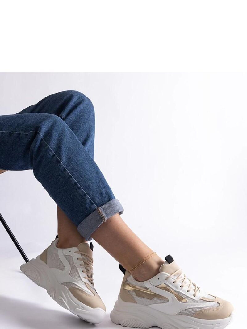 Beżowo-złote damskie sneakersy Milenka - Solea