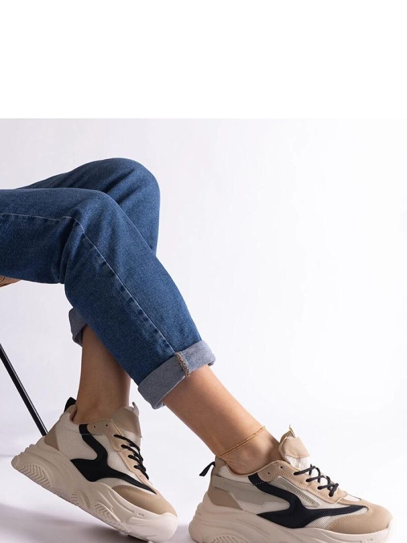 Beżowo-czarne damskie sneakersy Milenka - Solea