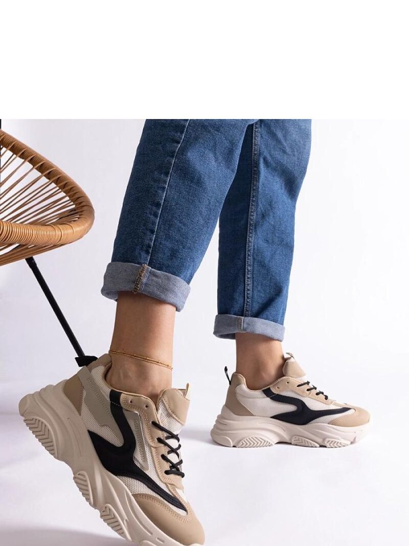 Beżowo-czarne damskie sneakersy Milenka - Solea - obrazek 2