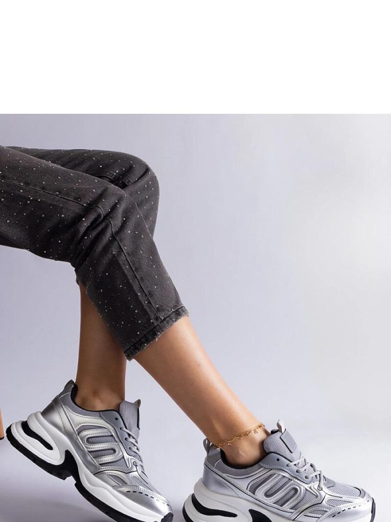 Srebrne damskie sneakersy sportowe Garza - Solea - obrazek 2