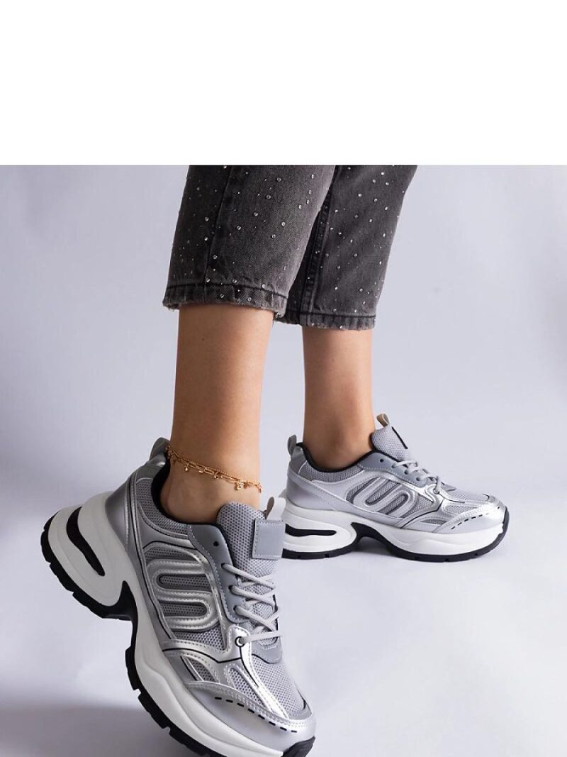 Srebrne damskie sneakersy sportowe Garza - Solea - obrazek 4