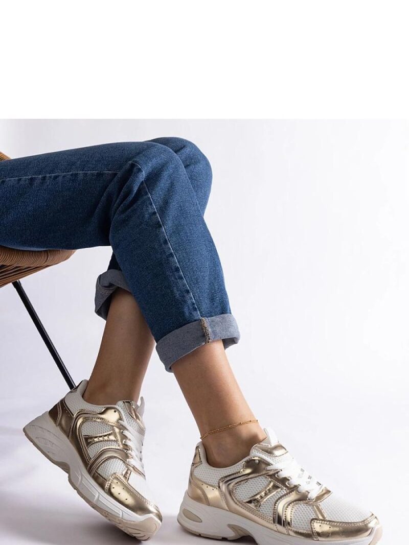 Biało-złote sneakersy sportowe Ena - Solea