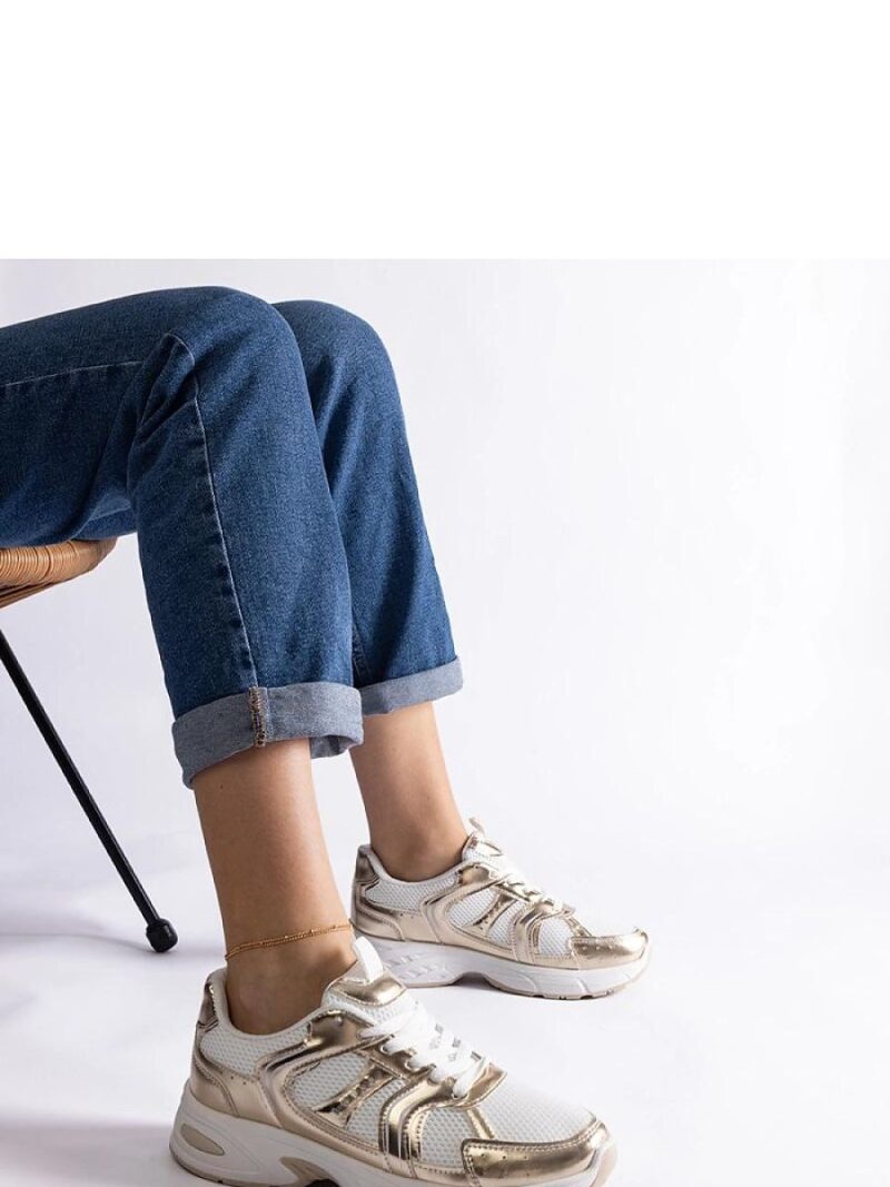 Biało-złote sneakersy sportowe Ena - Solea - obrazek 2
