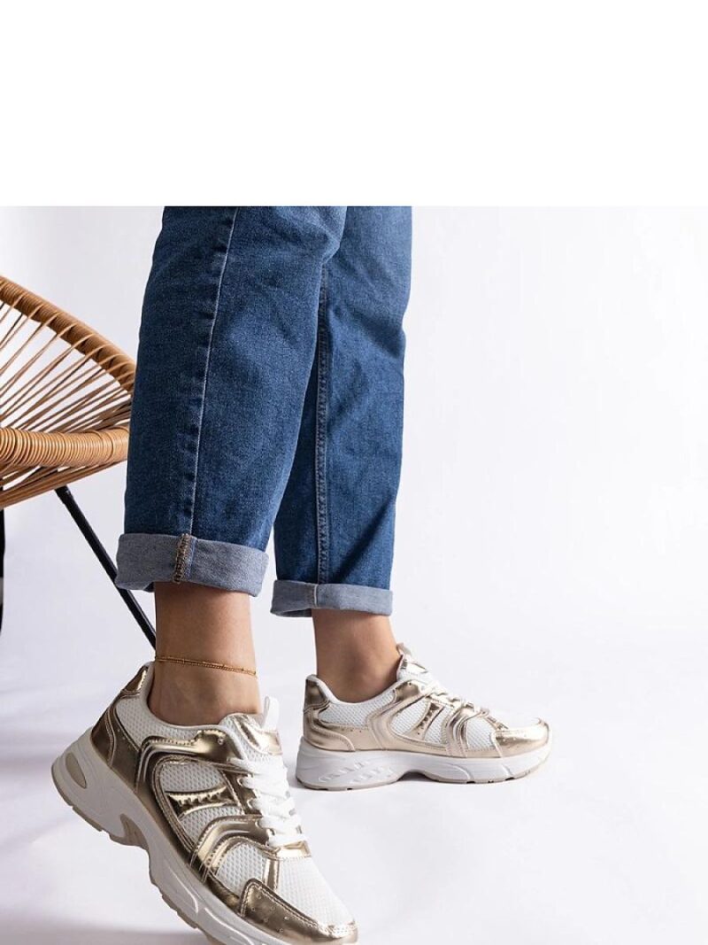 Biało-złote sneakersy sportowe Ena - Solea - obrazek 3
