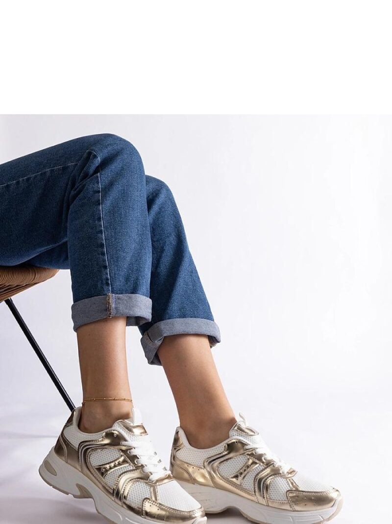 Biało-złote sneakersy sportowe Ena - Solea - obrazek 4
